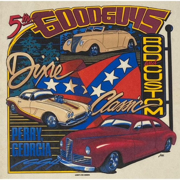 Vtg 1994 Goodguys Rod Custom Dixie Classic Felt Poster Car Show T Shirt Print